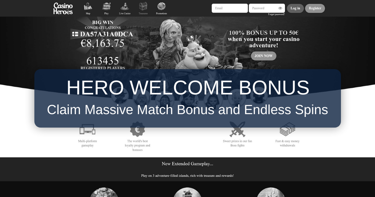 Casino Heroes welcome bonus
